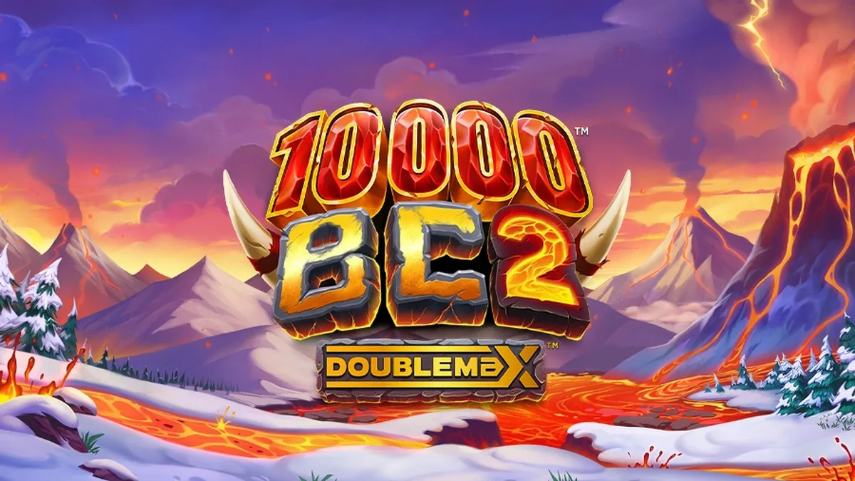 Cenário de gelo e vulcões do slot 10000 BC DoubleMax 2