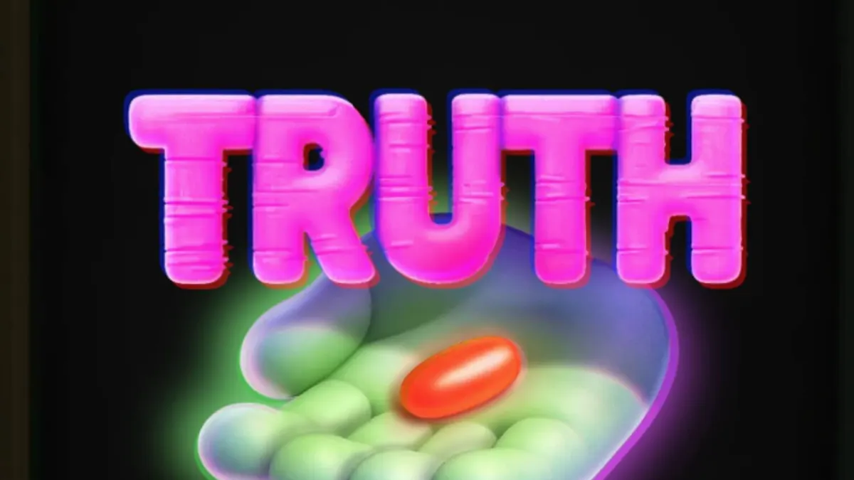 Interface do jogo Truth com tema de conspiração e estética retro